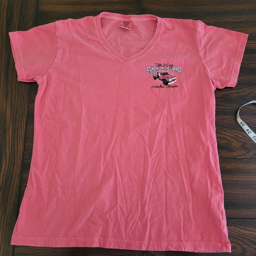 Pink Cotton Graphic T-shirt Size XL Take It Easy Eagles Route 66 Music - Picture 2 of 8